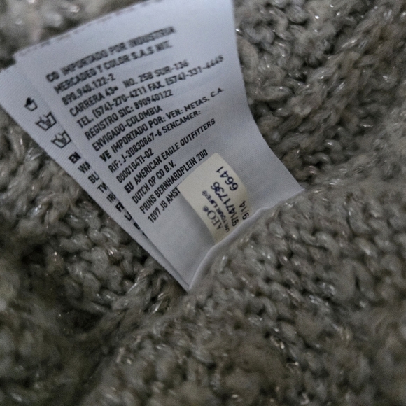 American Eagle Outfitters Beige Cable Knit Sweater Woth Sparkle Threads - Picture 7 of 7